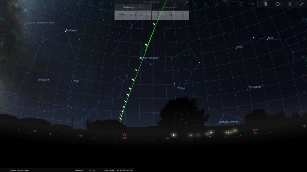 Starlinki 03.11.2024 - mapa nieba
