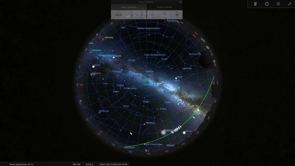 Starlinki - 06.12.2024 - mapa nieba
