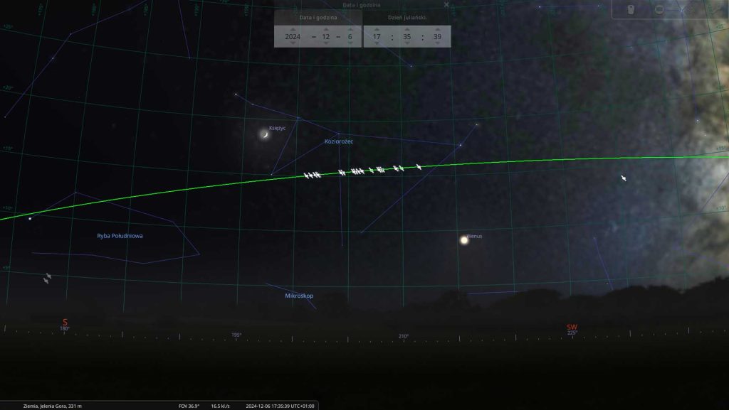 Starlinki - 06.12.2024 - mapa nieba