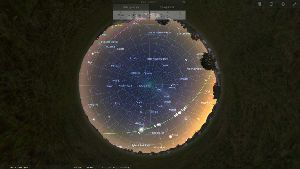 Starlinki - 07.12.2024 - mapa nieba