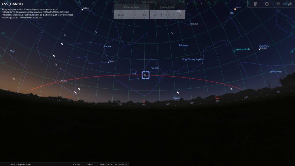 Tiangong - 10.12.2024 - mapa nieba