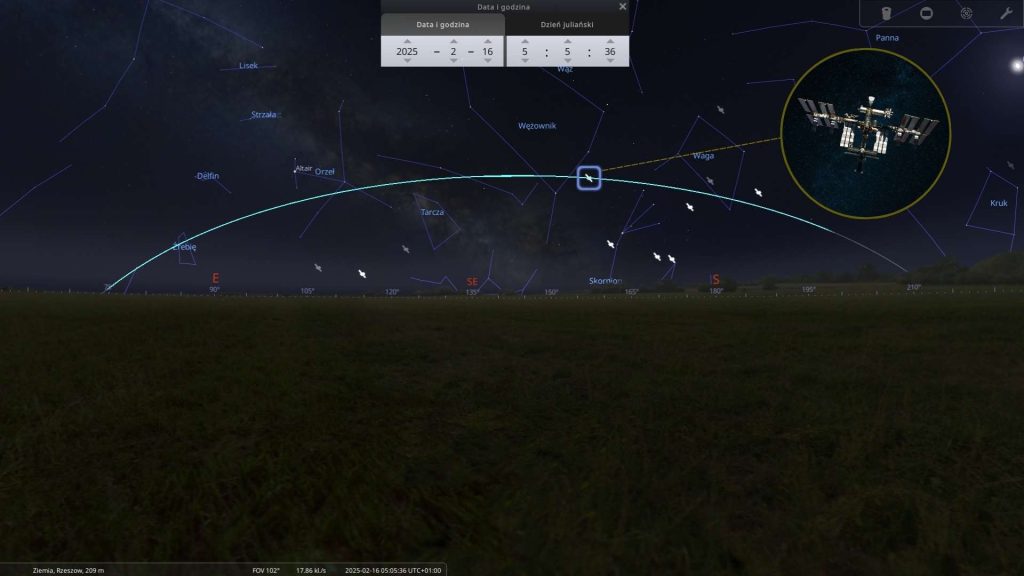 ISS - 16.02.2025 - mapa nieba