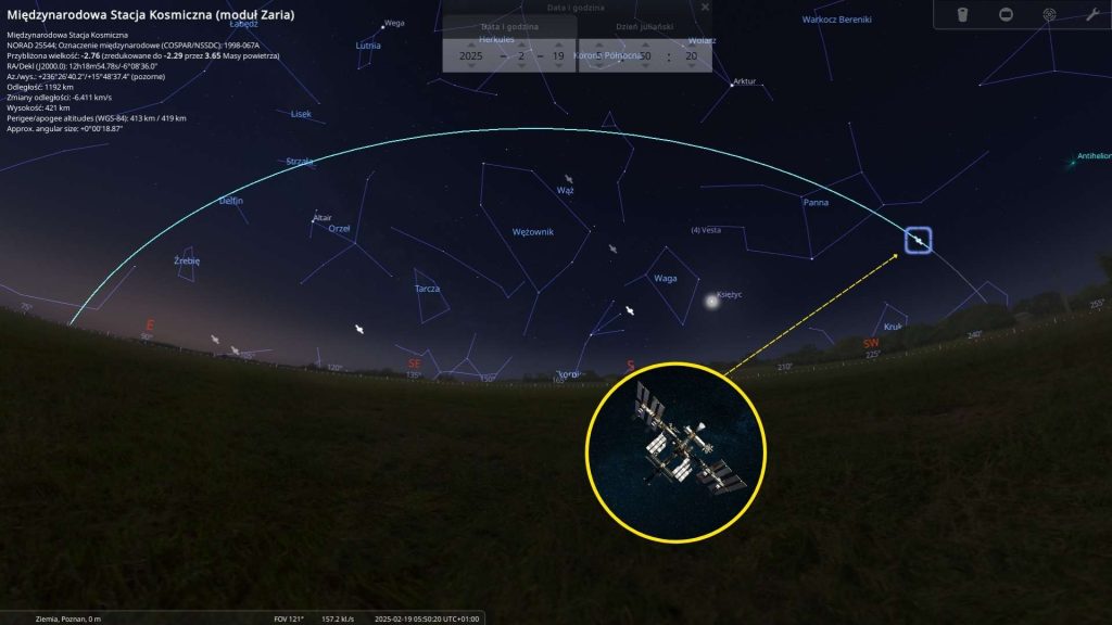 ISS - 19.02.2025 - mapa nieba
