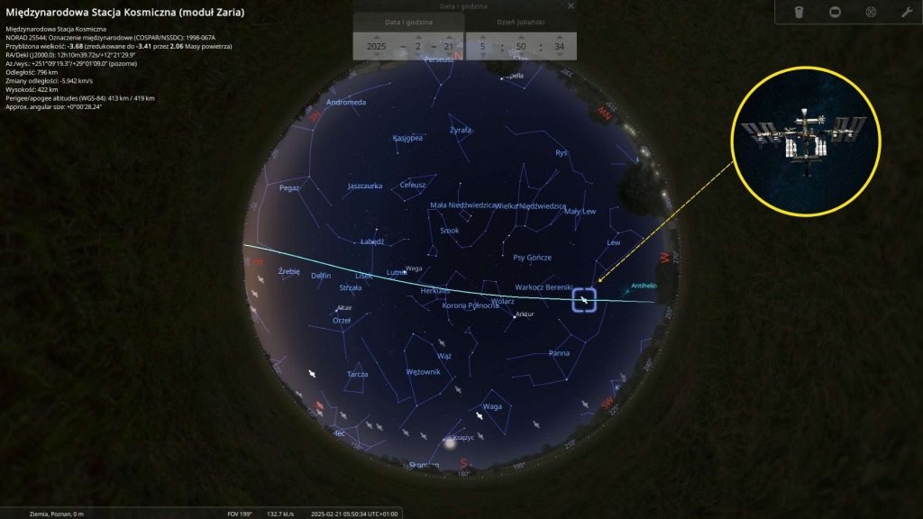 ISS - 21.02.2025 - mapa nieba