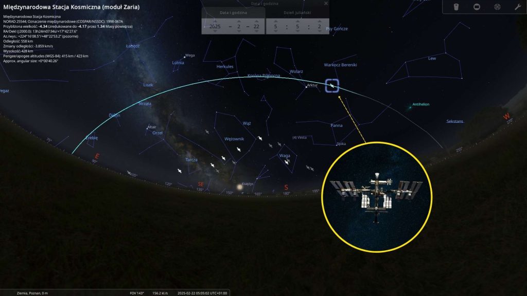 ISS - 22.02.2025 - mapa nieba