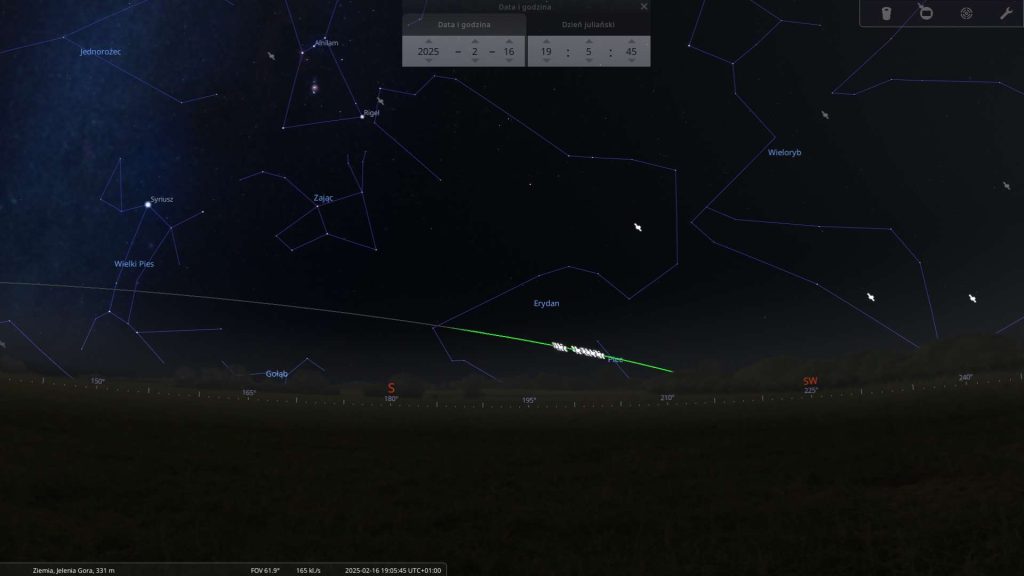 Starlinki - 16.02.2025 - mapa nieba