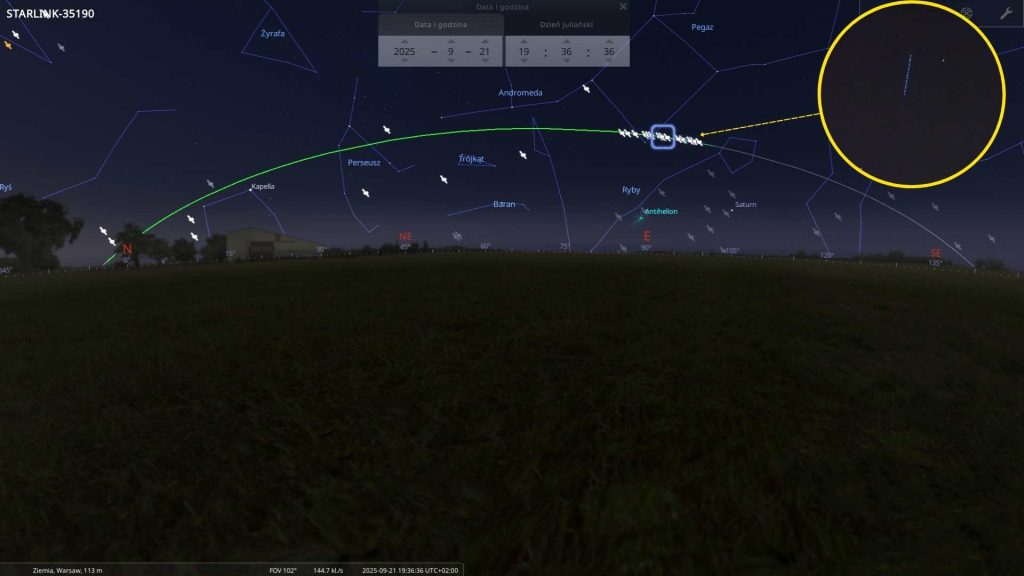 Starlinki - 21.09.2025 - mapa nieba