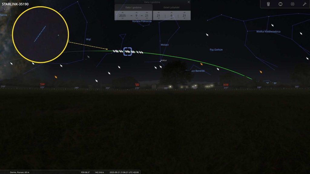 Starlinki - 21.09.2025 - mapa nieba