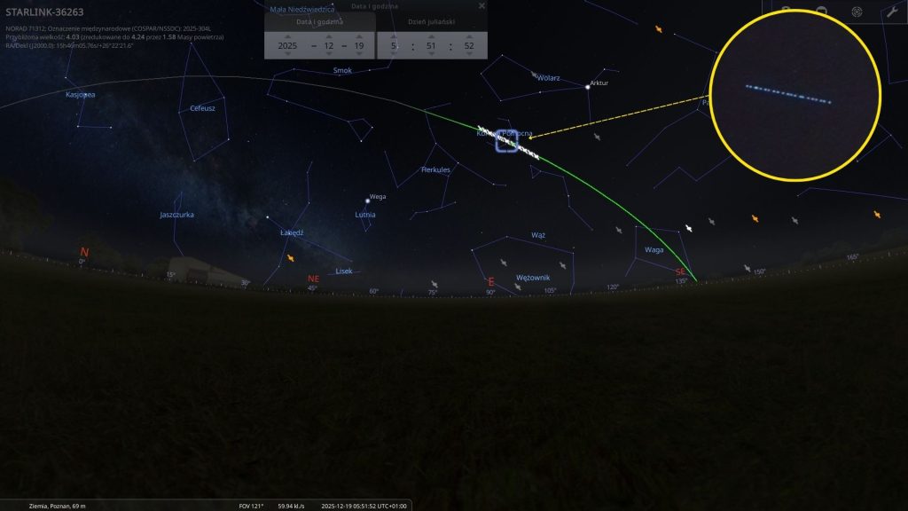 Starlinki - 19.12.2025 - mapa nieba