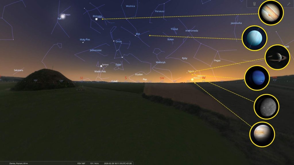 Parada planet - układ na niebie 28 lutego 2026