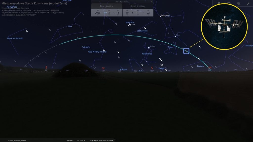 ISS - 14.03.2026 - mapa nieba