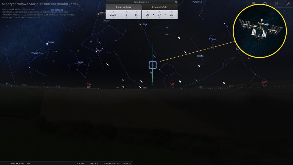 ISS - 14.03.2026 - mapa nieba