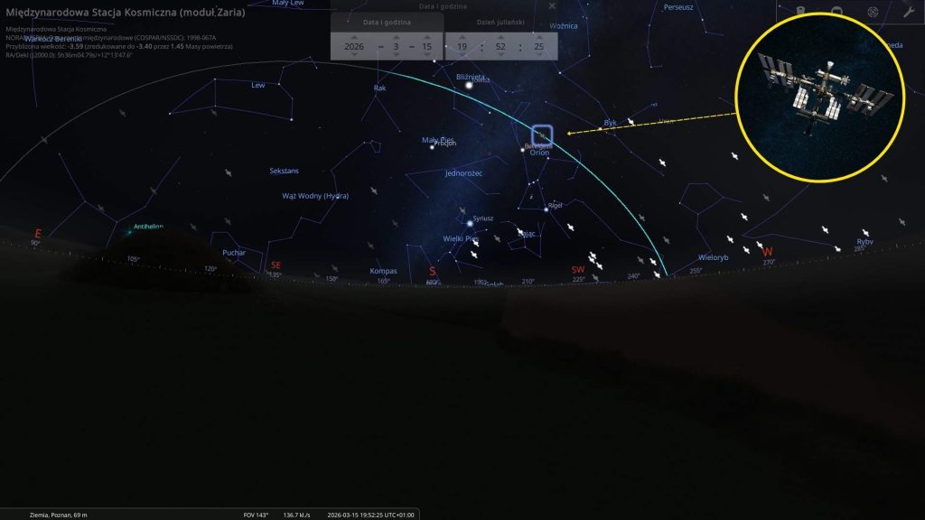 ISS - 15.03.2026 - mapa nieba