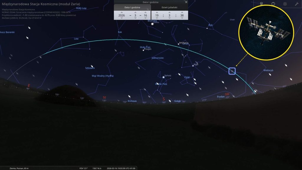 ISS - 16.03.2026 - mapa nieba