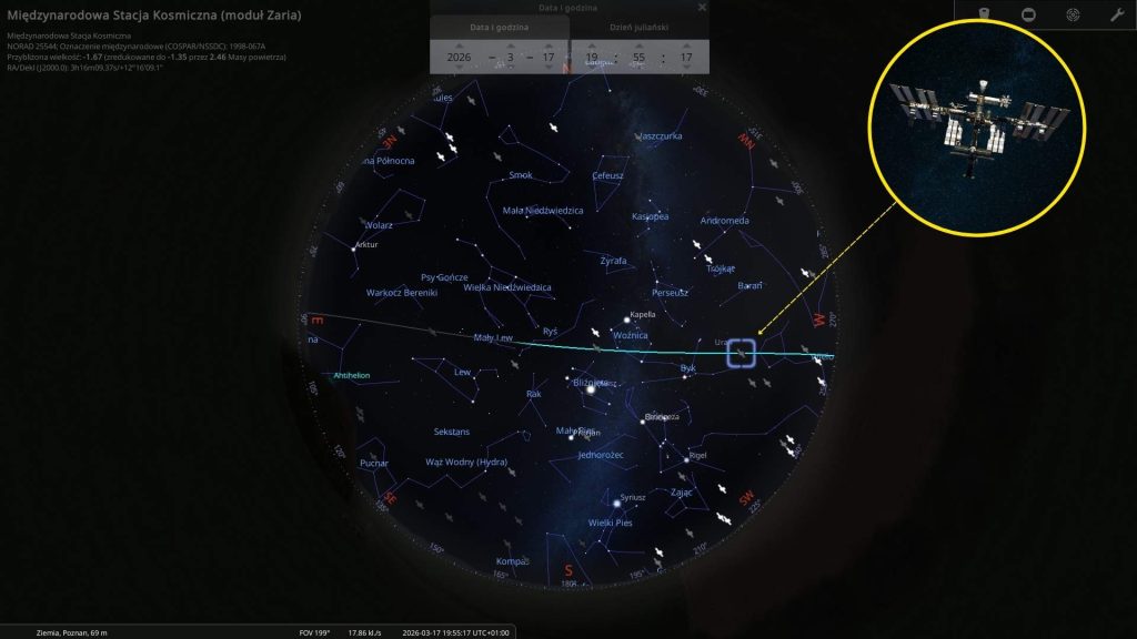 ISS - 17.03.2026 - mapa nieba