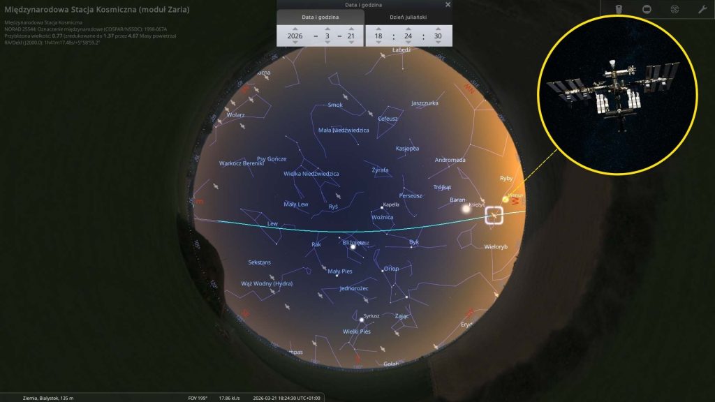 ISS - 21.03.2026 - mapa nieba