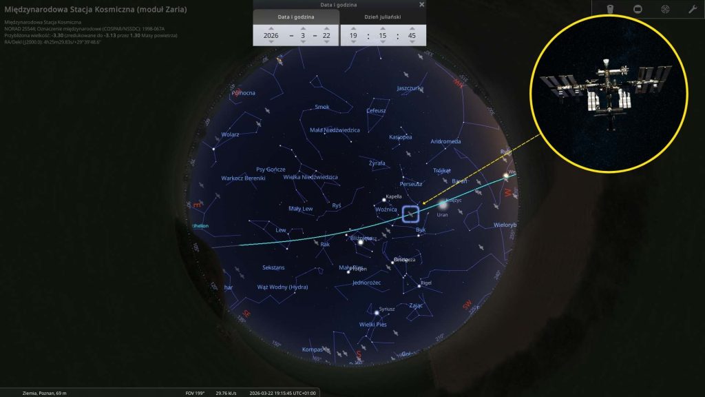 ISS - 22.03.2026 - mapa nieba