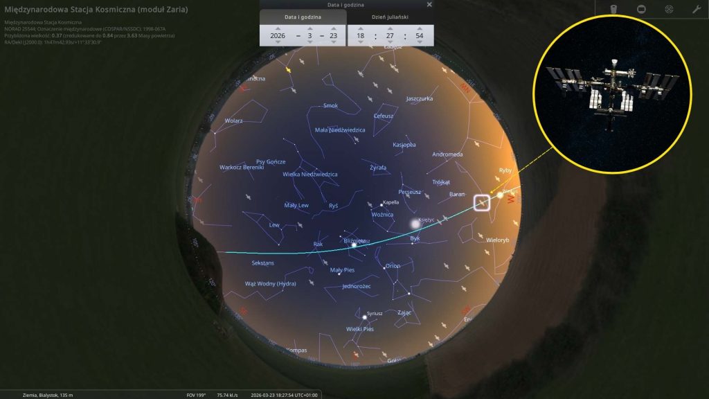ISS - 23.03.2026 - mapa nieba
