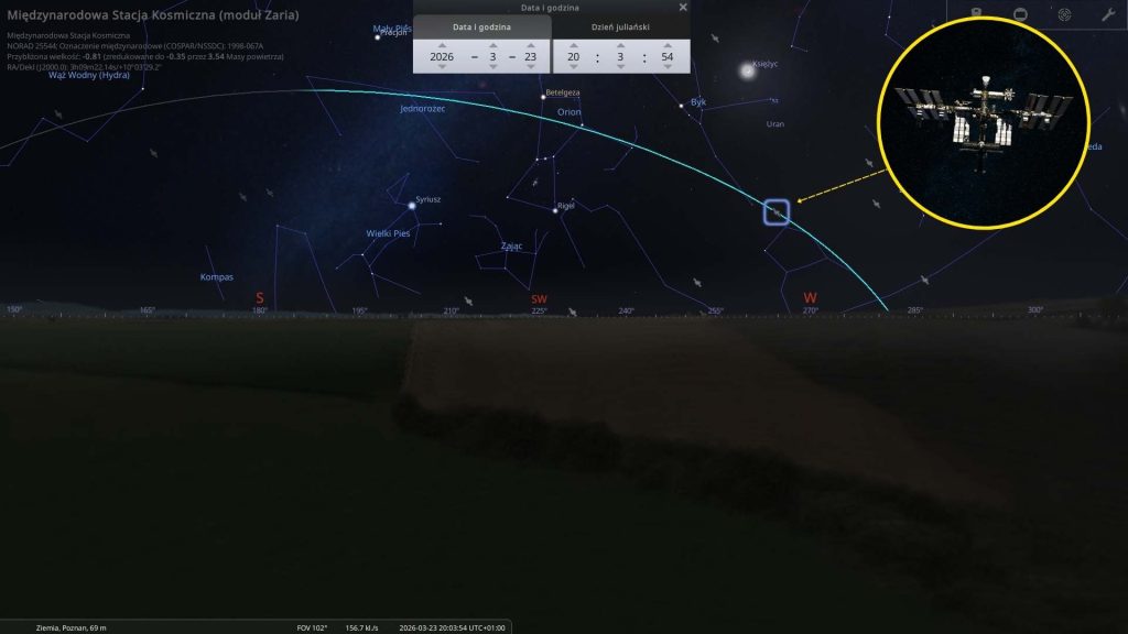 ISS - 23.03.2026 - mapa nieba