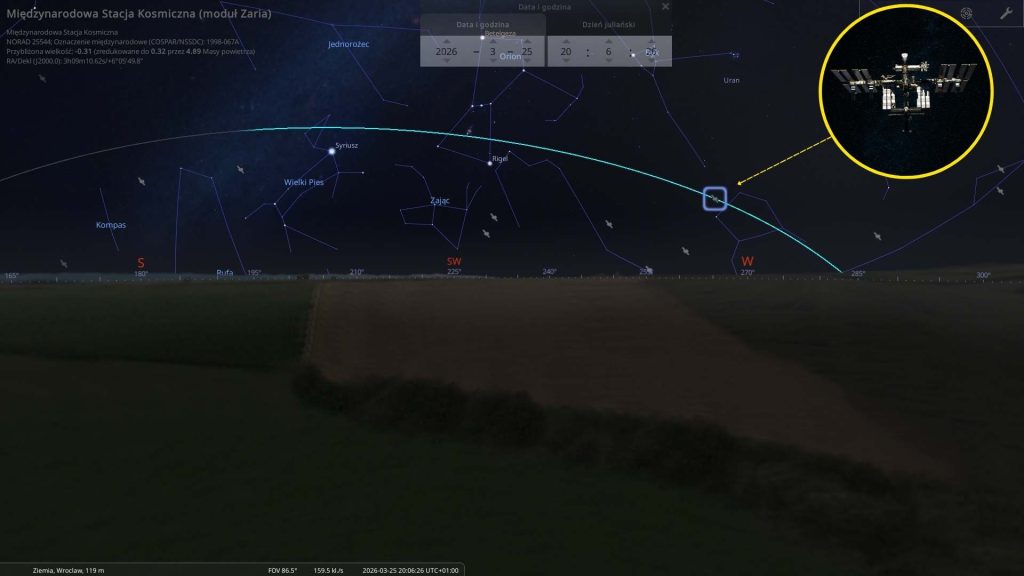 ISS - 25.03.2026 - mapa nieba