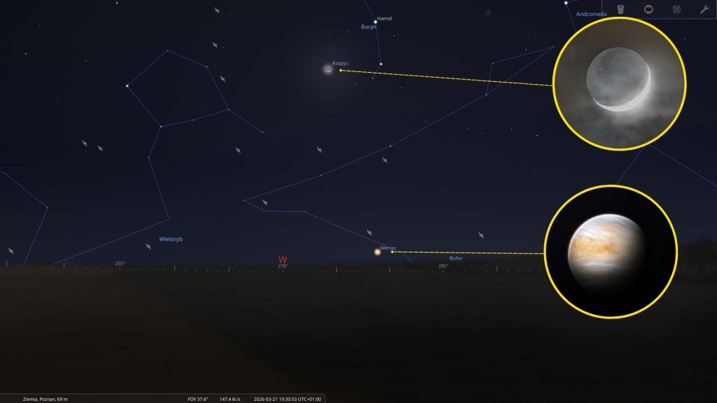 Księżyc - 21.03.2026 - mapa nieba