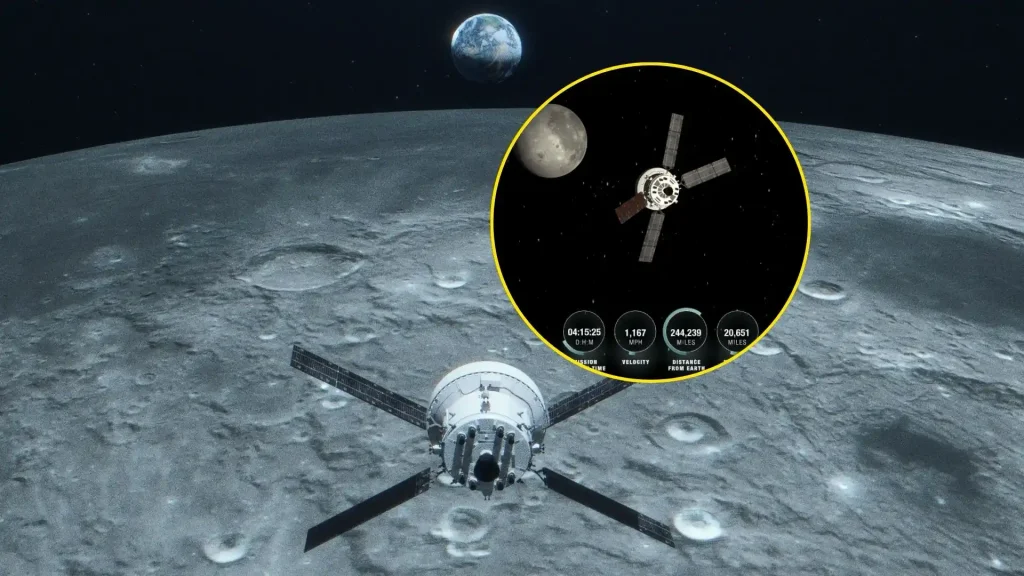 Artemis II obok Księżyca - live