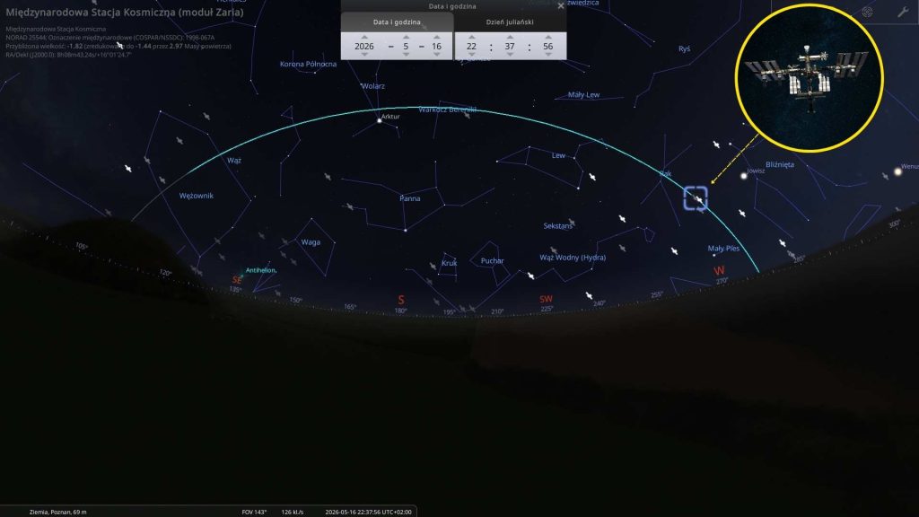 ISS - 16.05.2026 - mapa nieba
